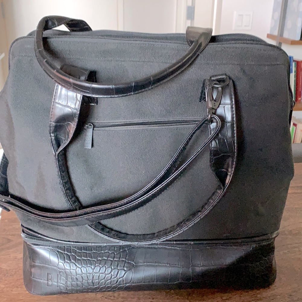 BEIS Weekender Bag Black with Croc  Rare!